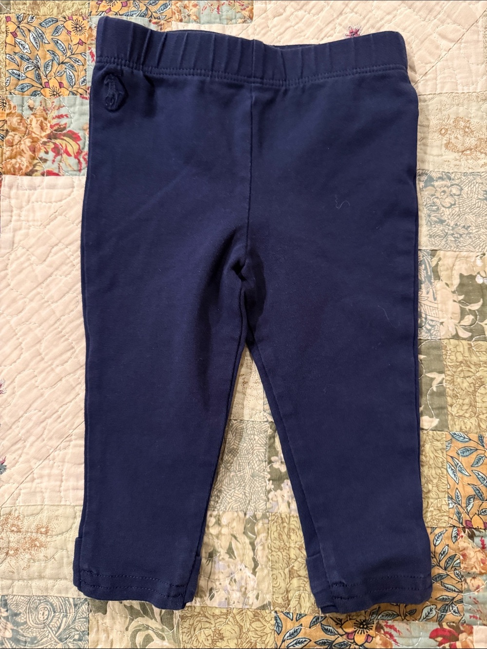 Ralph Lauren Navy Kids Stretch Jersey Leggings with bows on back